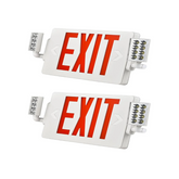 Two red EXIT signs on a white background